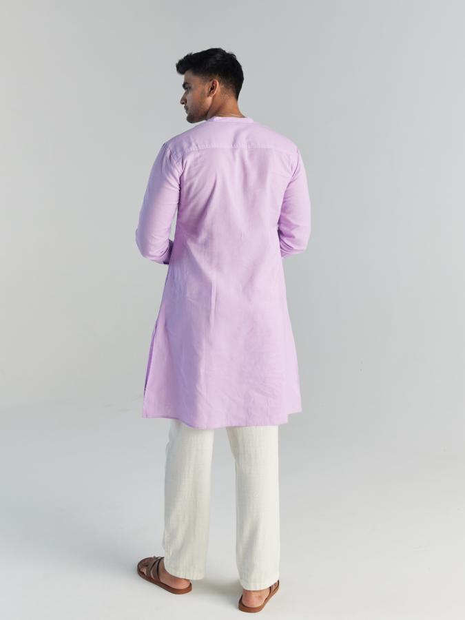 Lilac Airy Linen Long Kurta