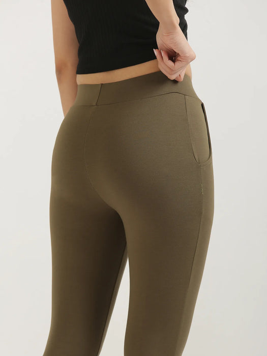 Women Olive Green 4-Way Stretchable Pants