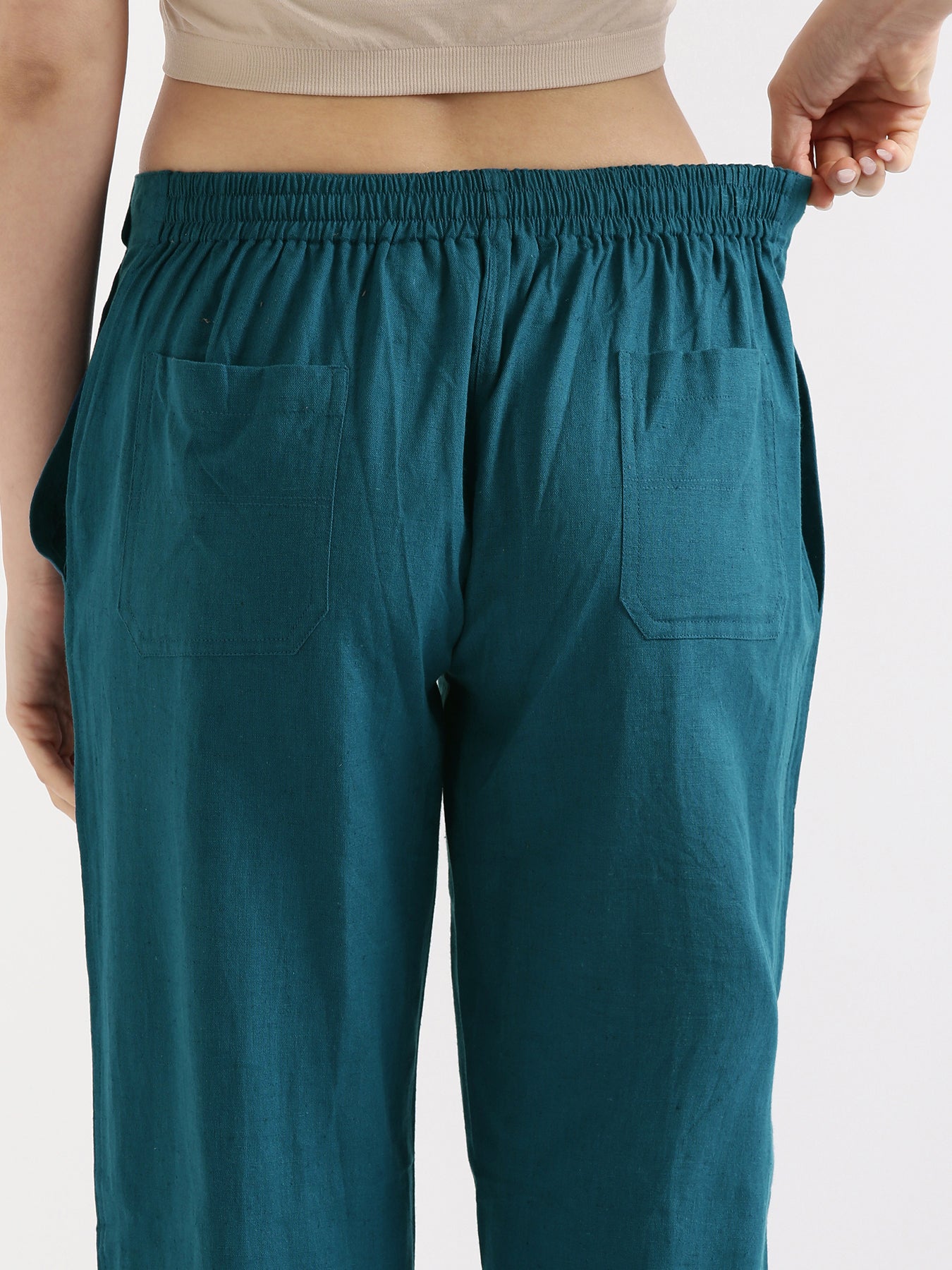 Turquoise Airy Linen Pants