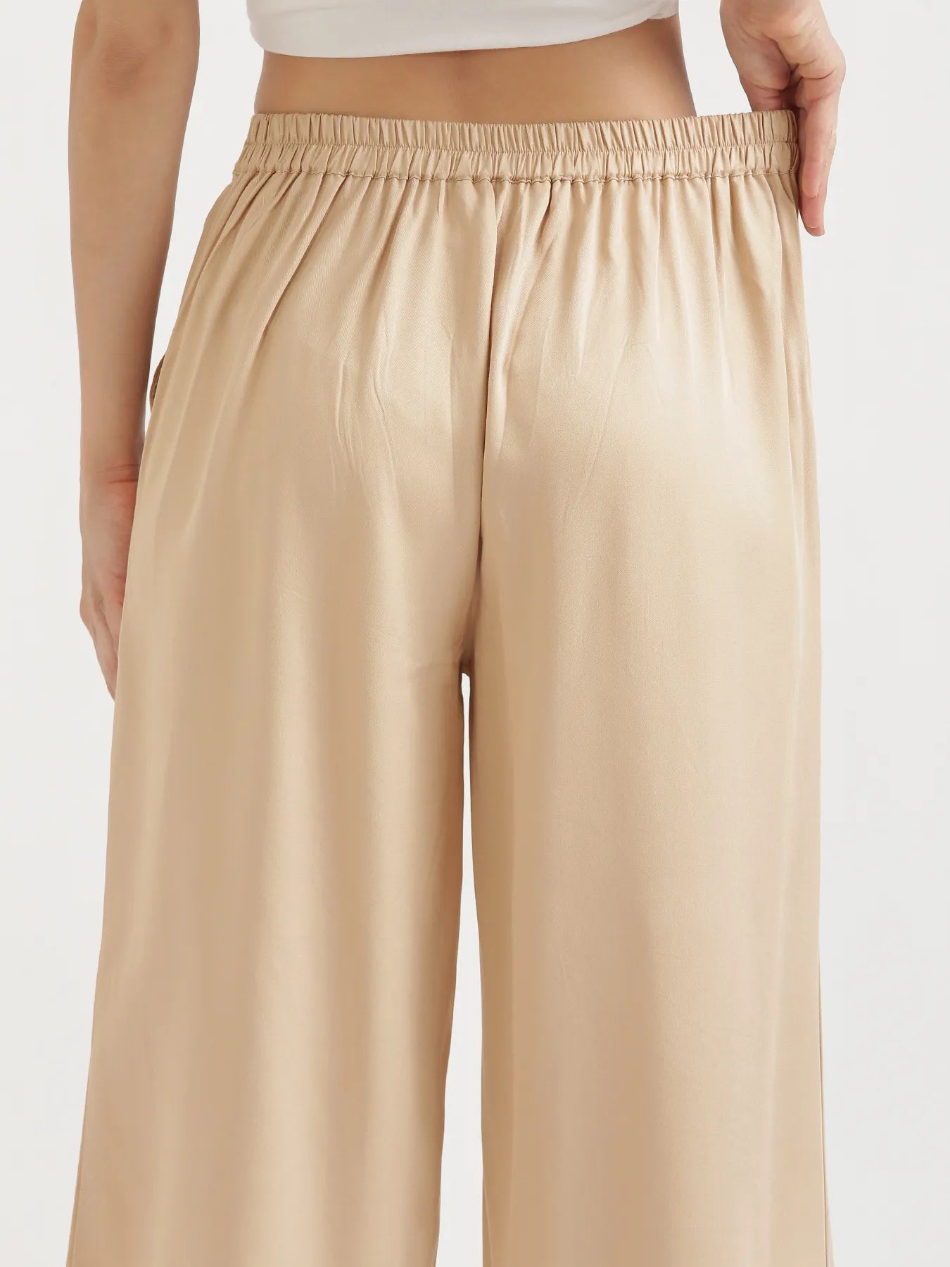Women Beige Viscose Palazzo Pant
