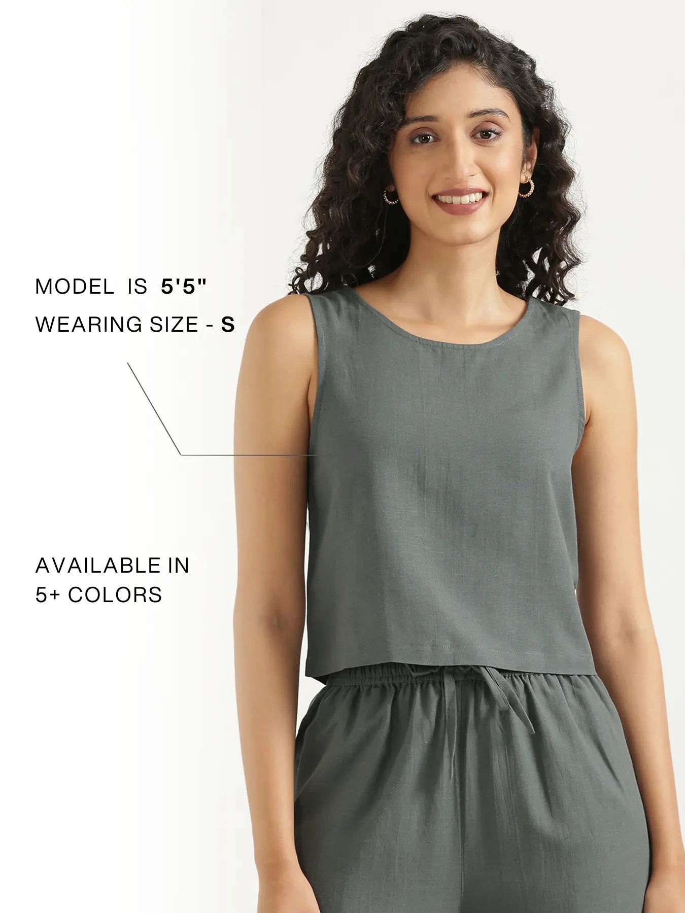 Women German Grey Flowy Linen Crop Top