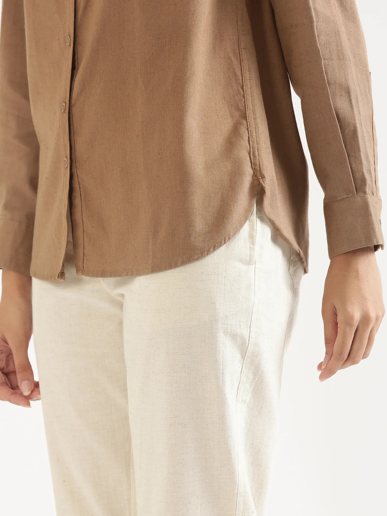 Women Coffee Brown Airy-Linen Shirt