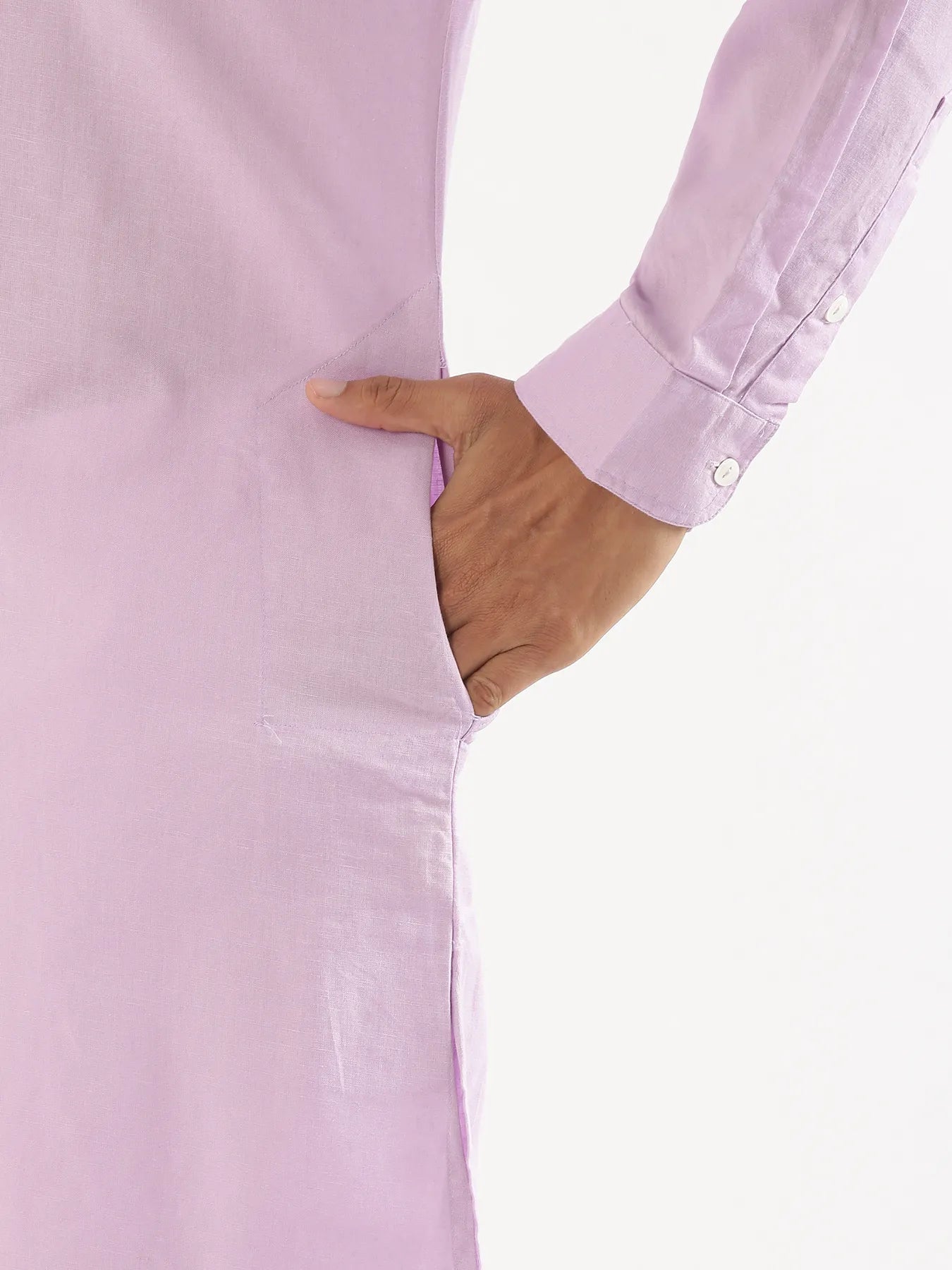 Men Lilac Airy Linen Long Kurta