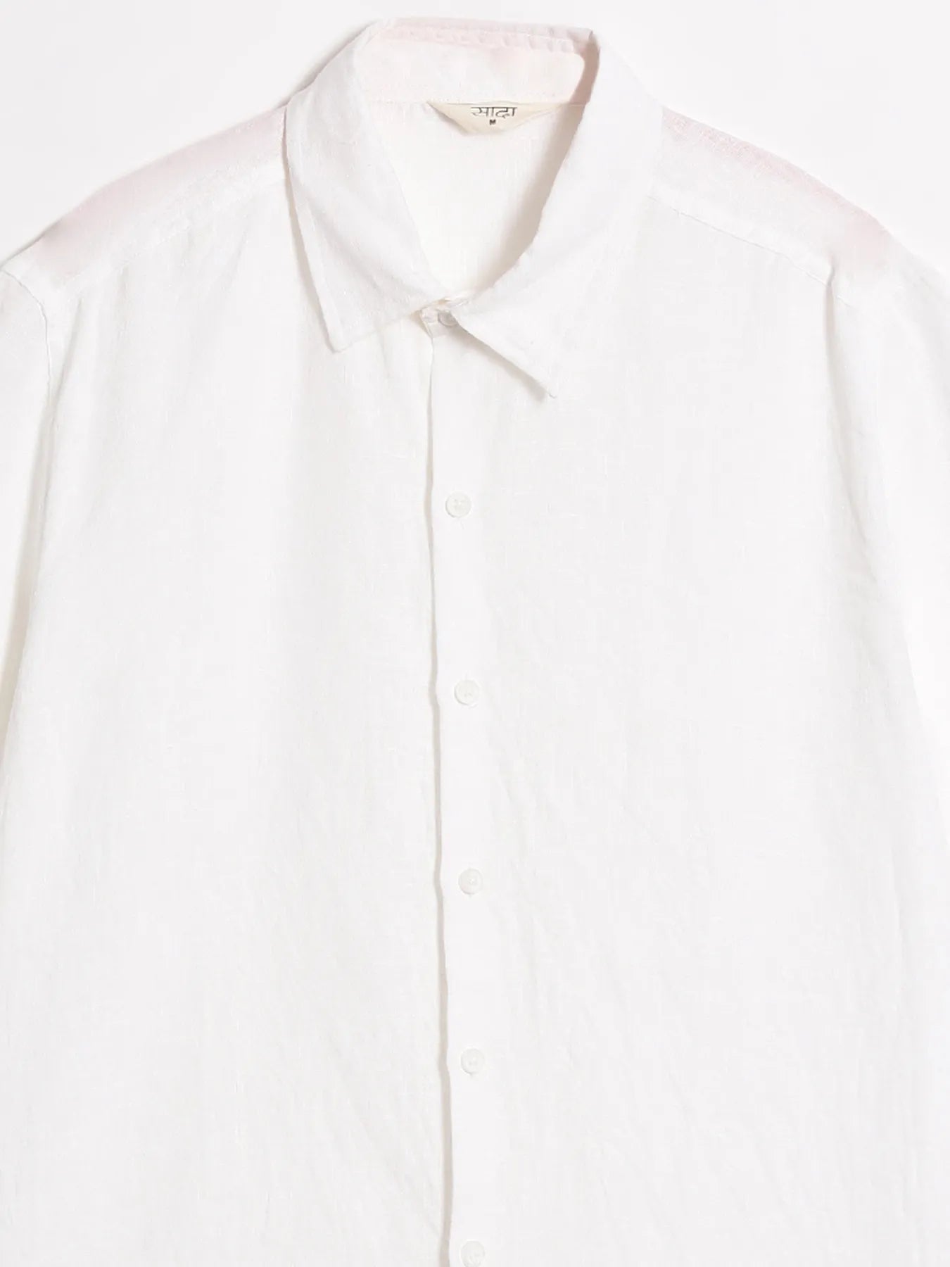 Men White Pure Linen Short Sleeve Shirt