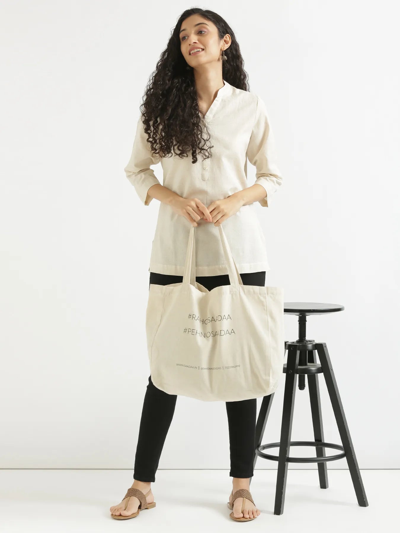 Women Ecru Airy Linen Short Kurta
