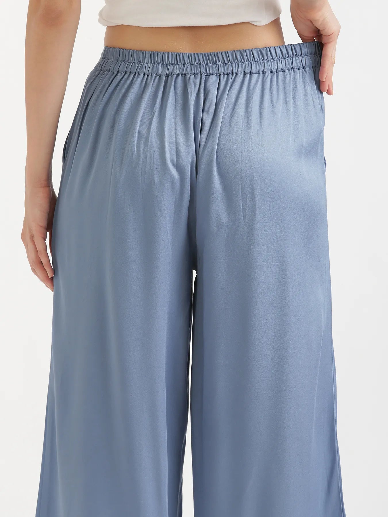 Women English Blue Viscose Palazzo Pant