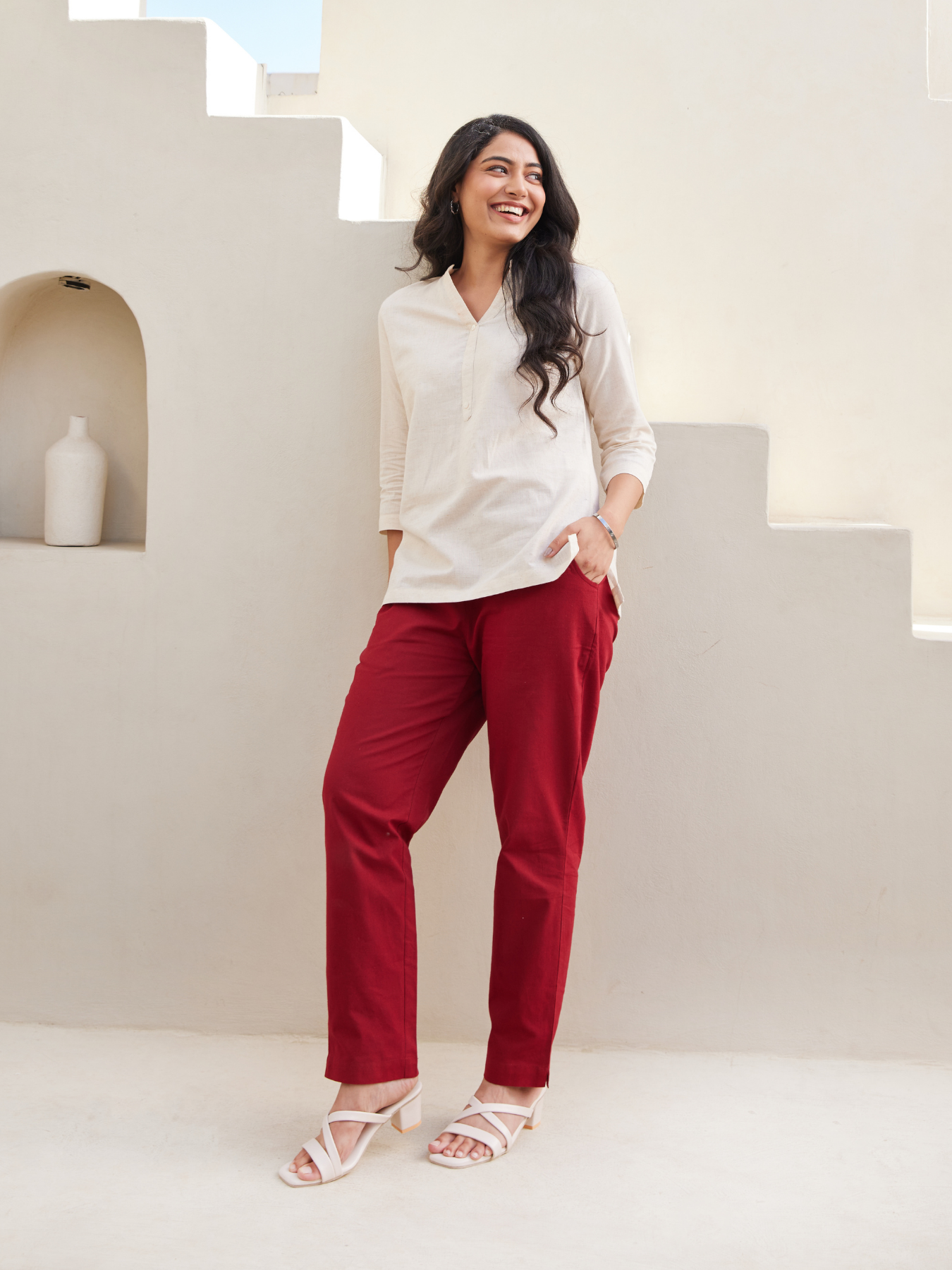 Maroon 100% Cotton - Everyday Pants