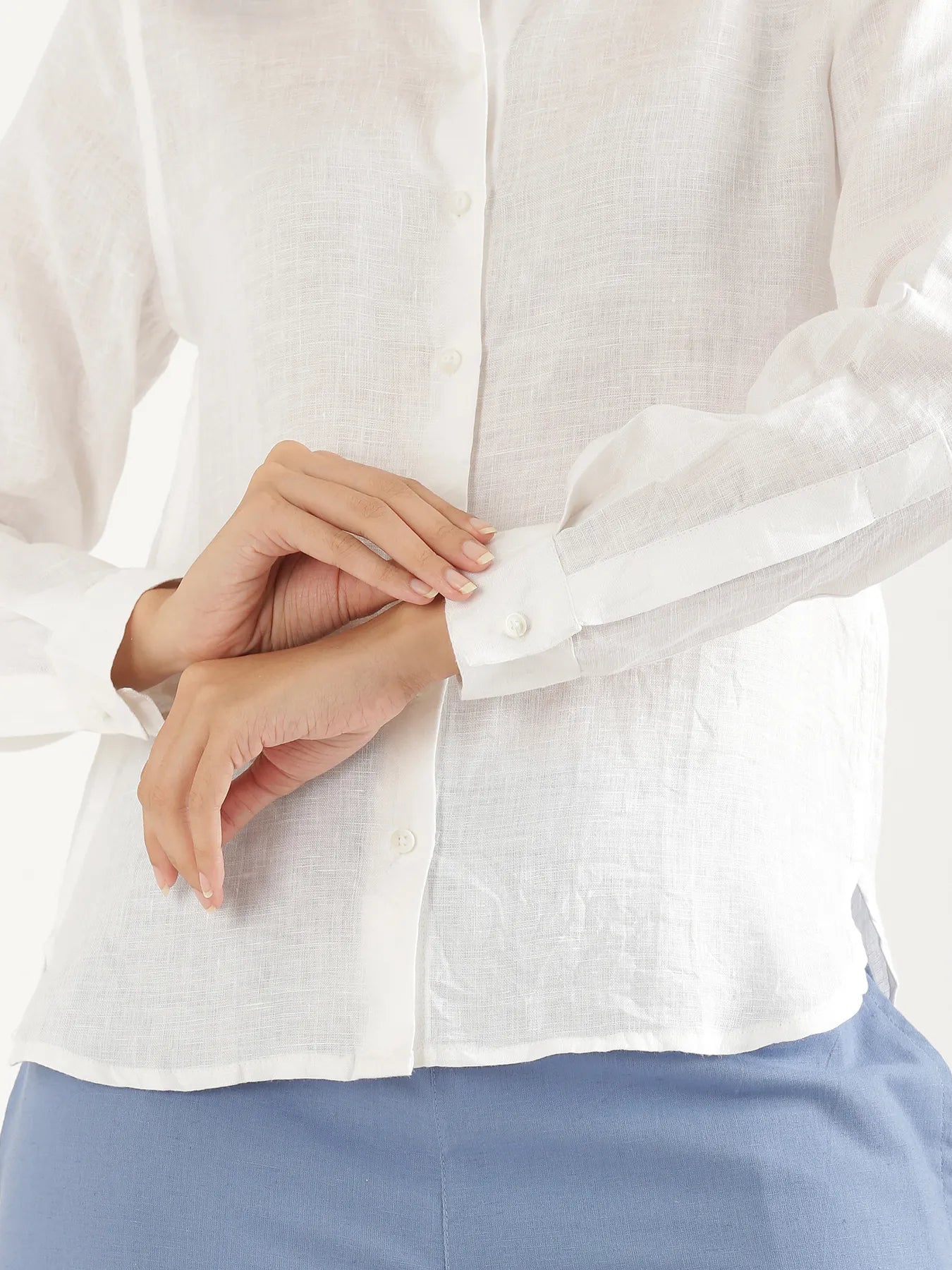 Women White Pure Linen Shirt