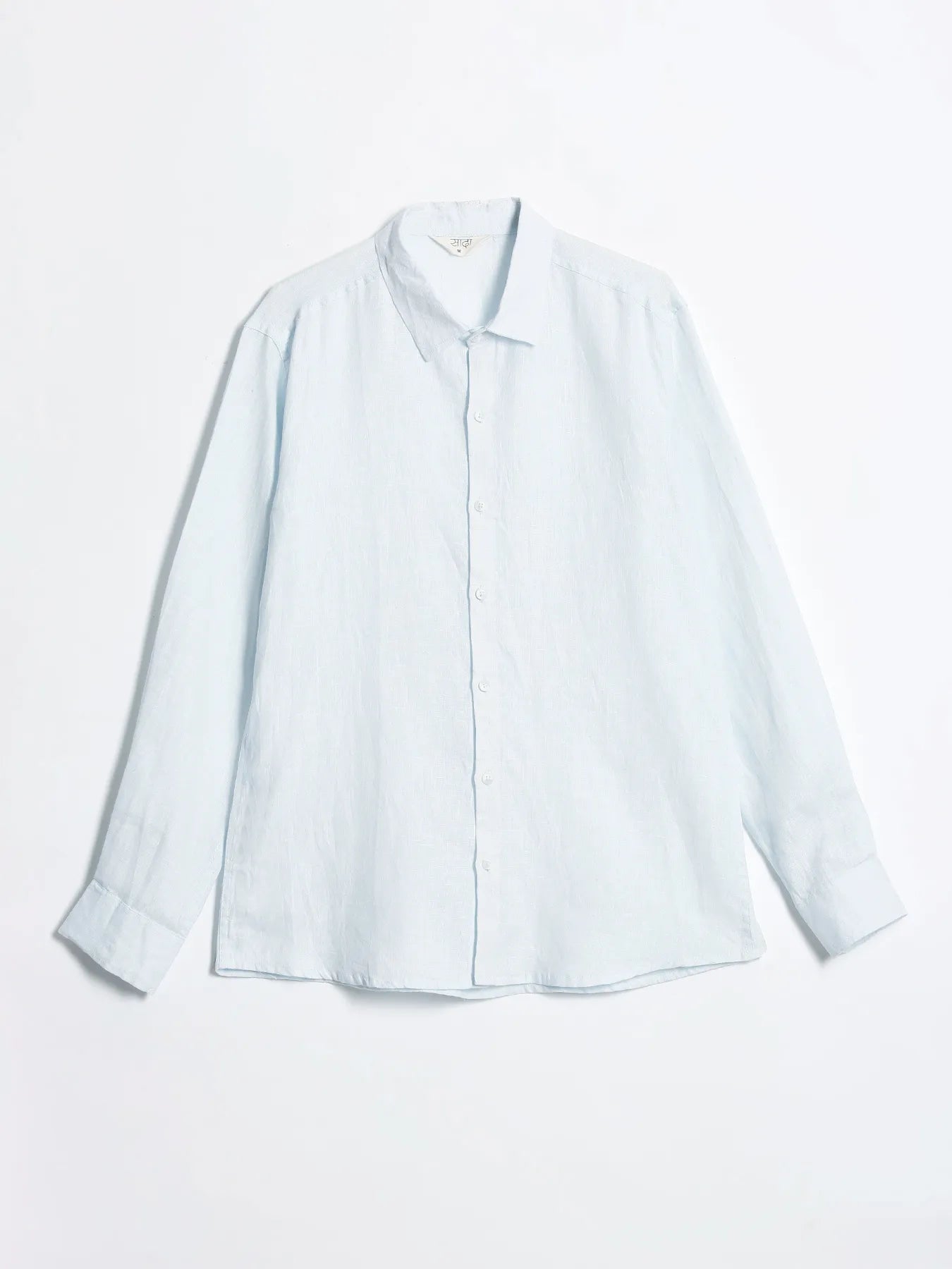 Men Light Blue Pure Linen Full Sleeve Shirt