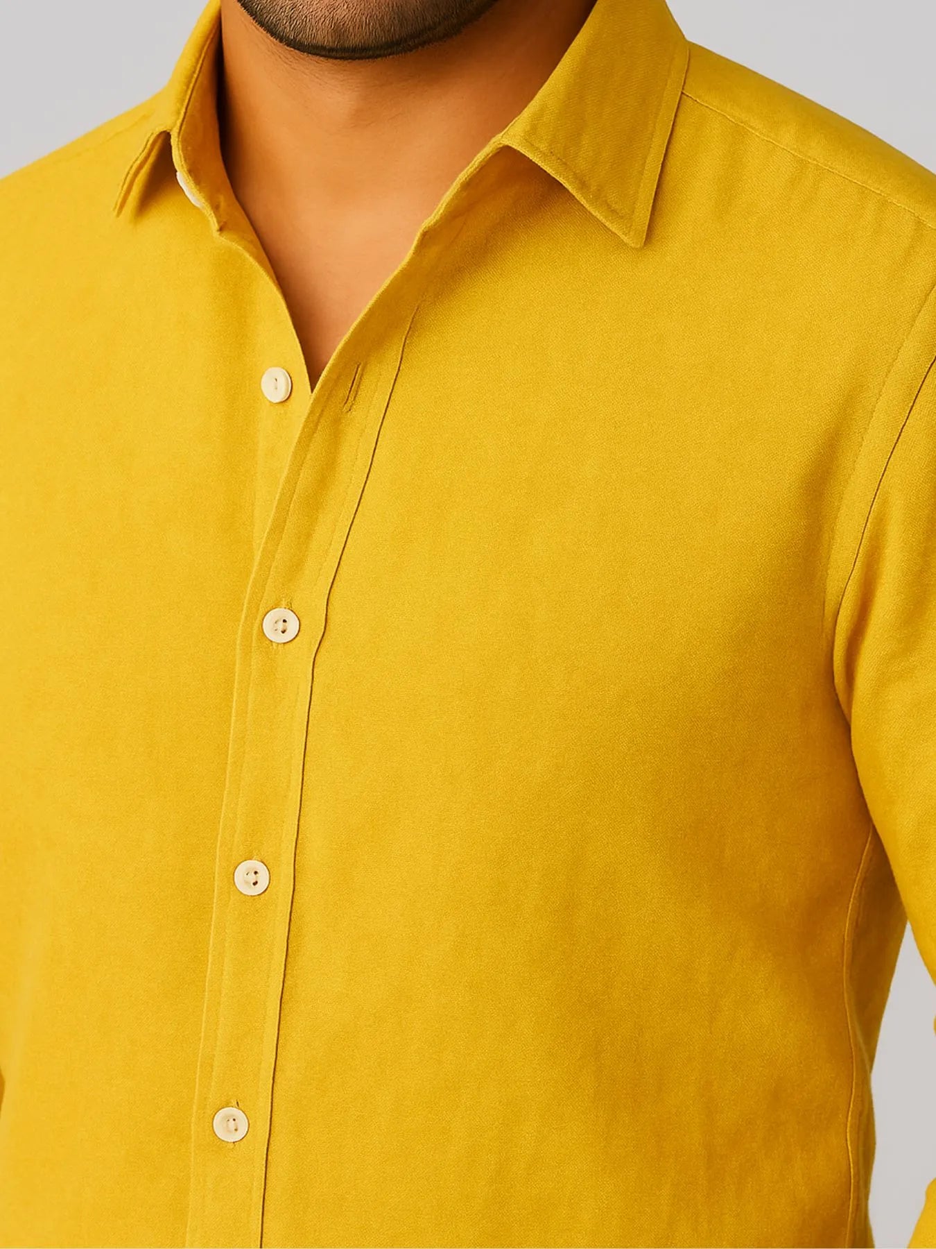 Men Mango Yellow 100% Linen Shirt