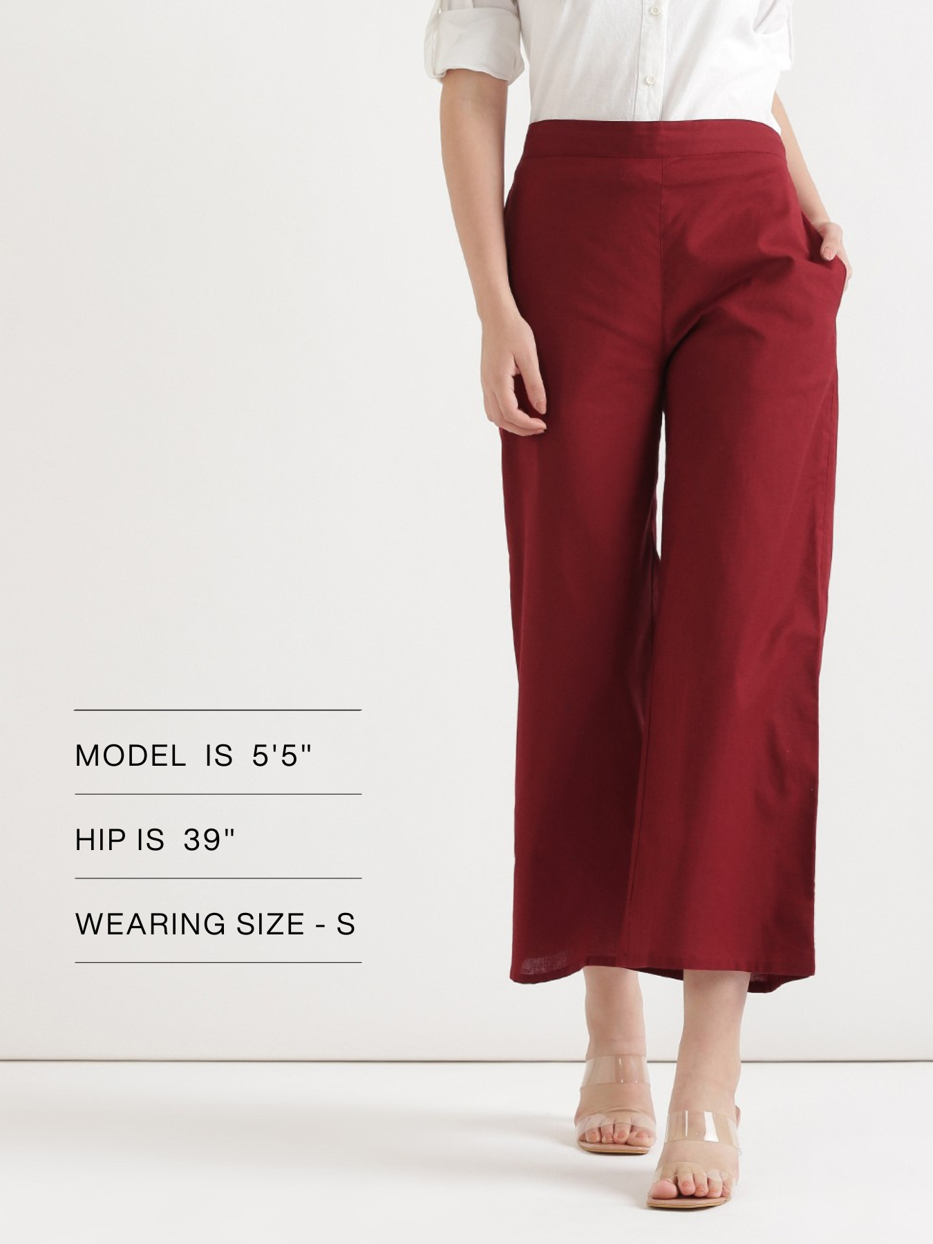 Women Maroon Airy Linen Wide Leg Pant