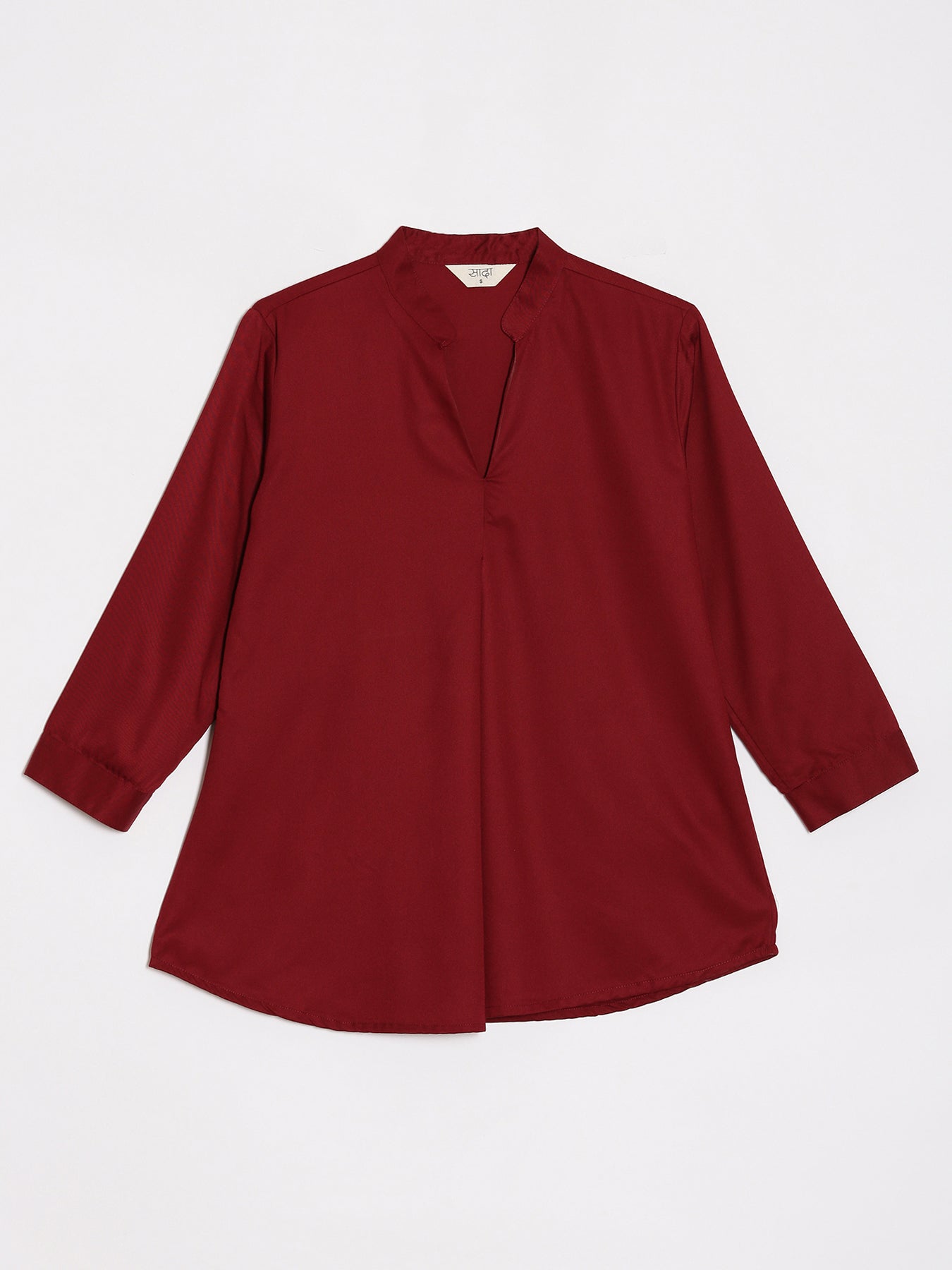 Maroon Viscose Pleated Top