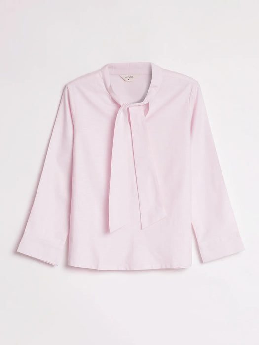 Women Blush Pink Linen Blend Knot Blouse & White Airy Linen Straight Pants Pant Set