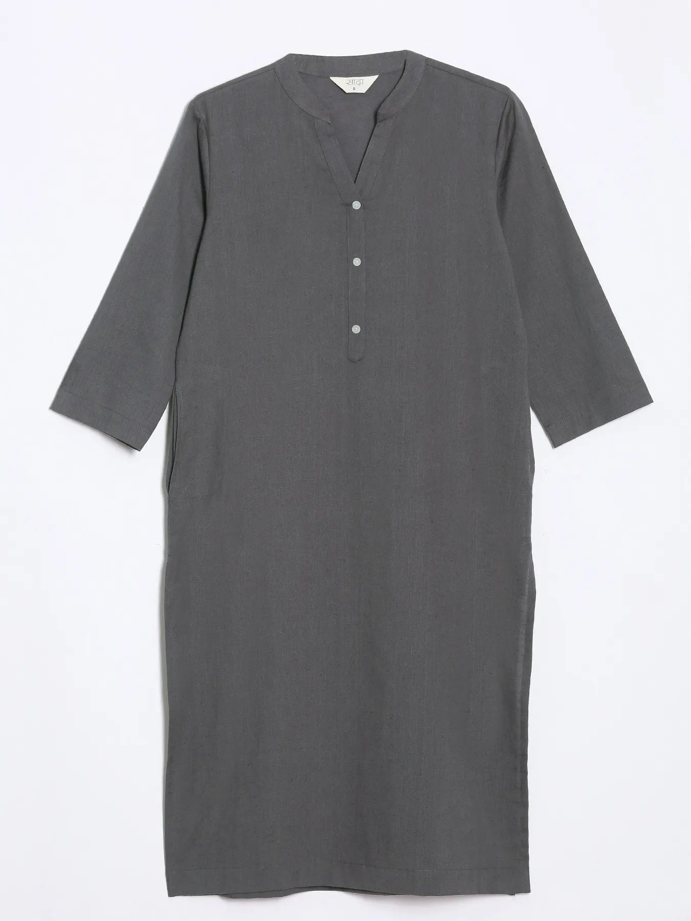 Women Slate Grey Airy Linen Long Kurta