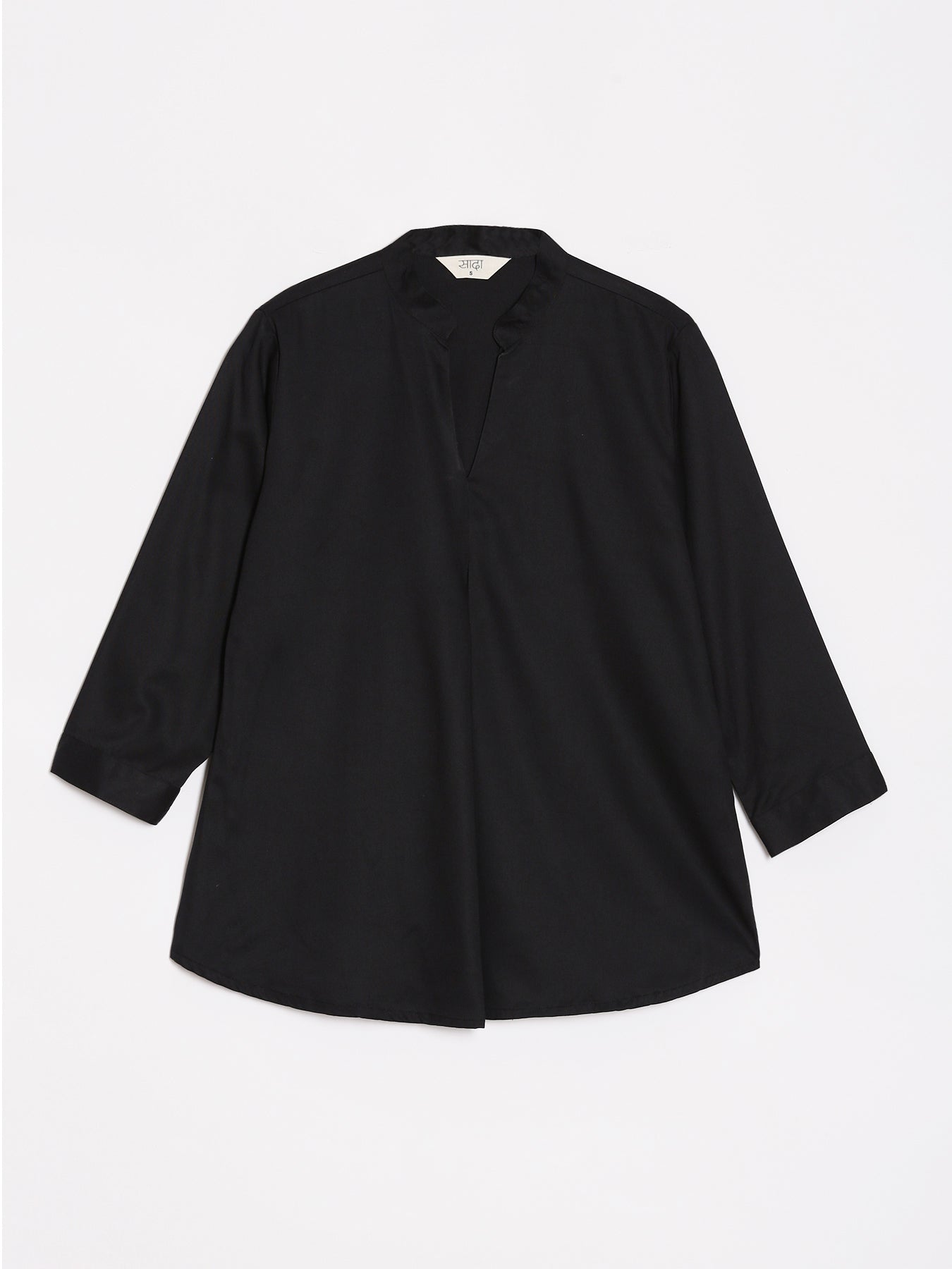 Black Viscose Pleated Top