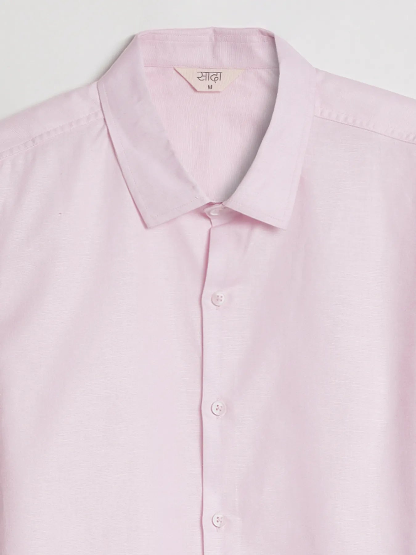 Men Blush Pink Linen Blend Short Sleeve Shirt
