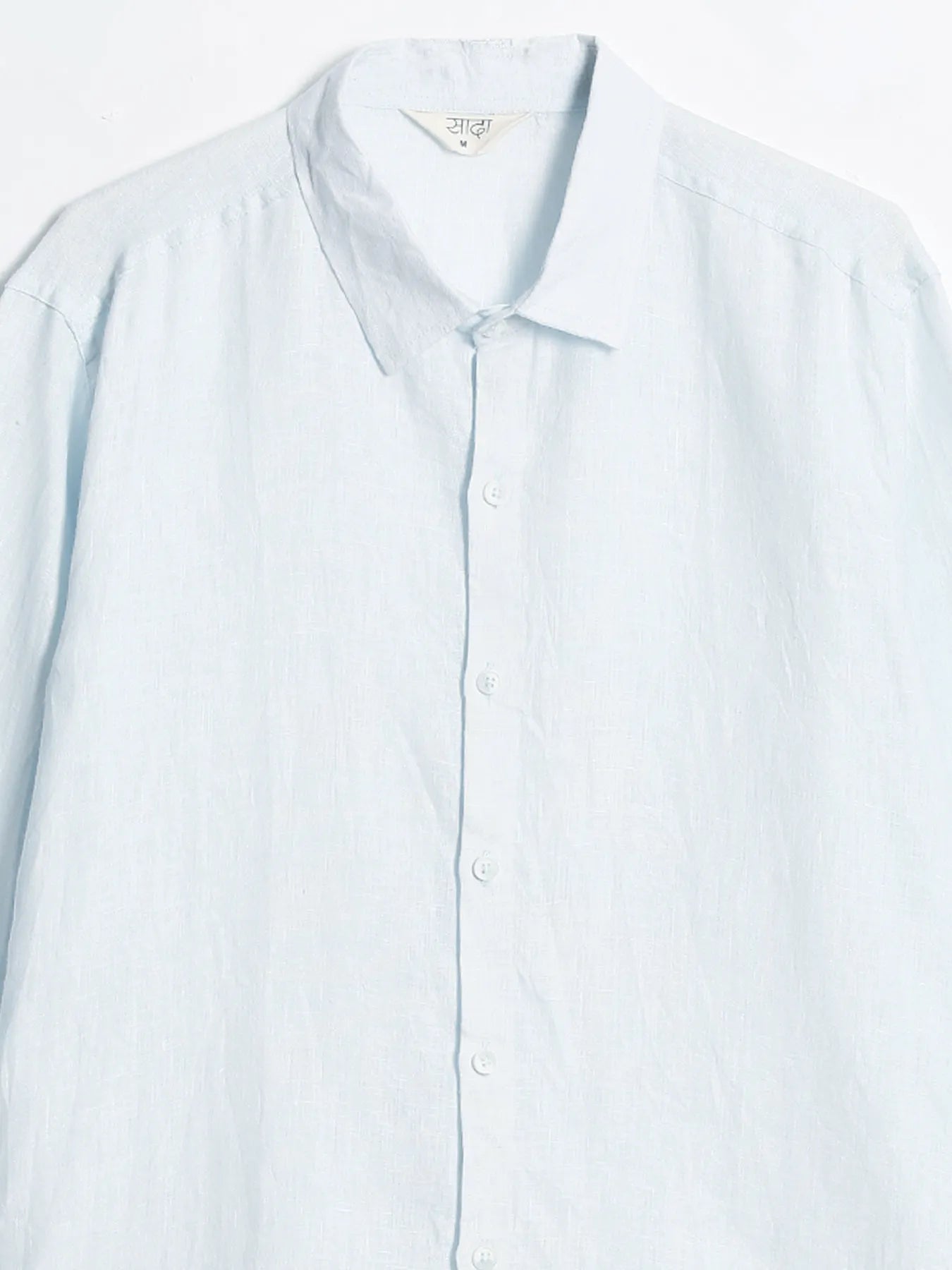 Men Light Blue Pure Linen Full Sleeve Shirt
