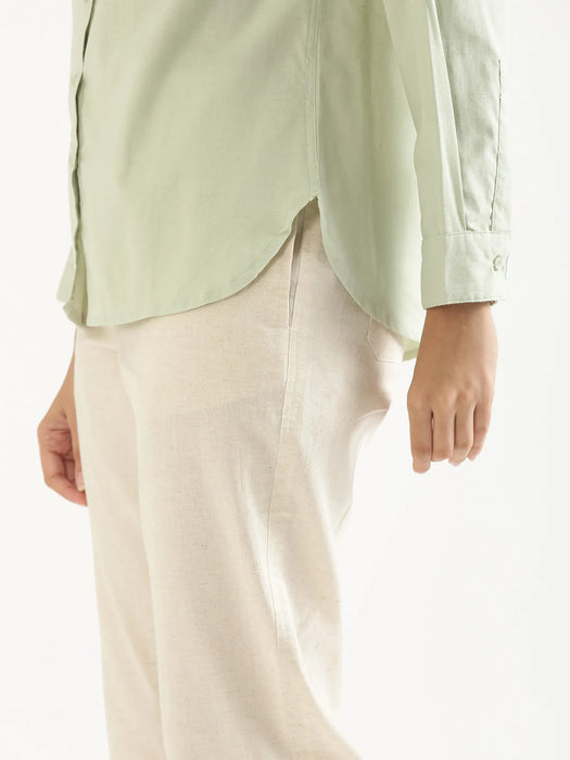 Women Mint Green Airy-Linen Shirt