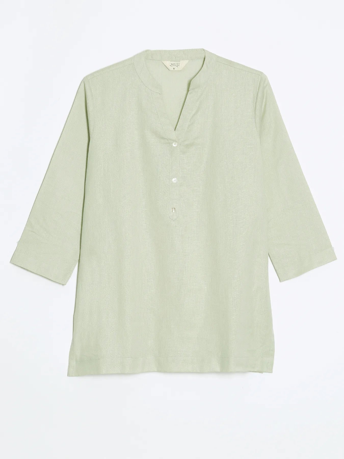 Women Mint Green Airy Linen Short Kurta