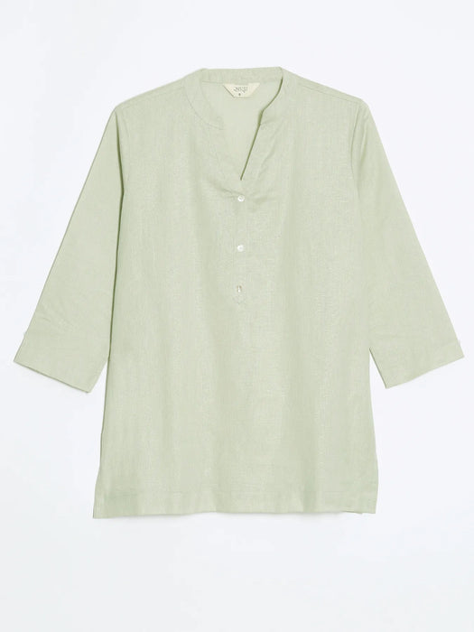 Women Mint Green Airy Linen Short Kurta