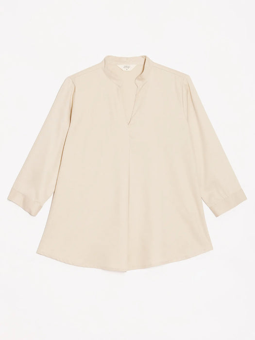 Women Beige Viscose Pleated Top