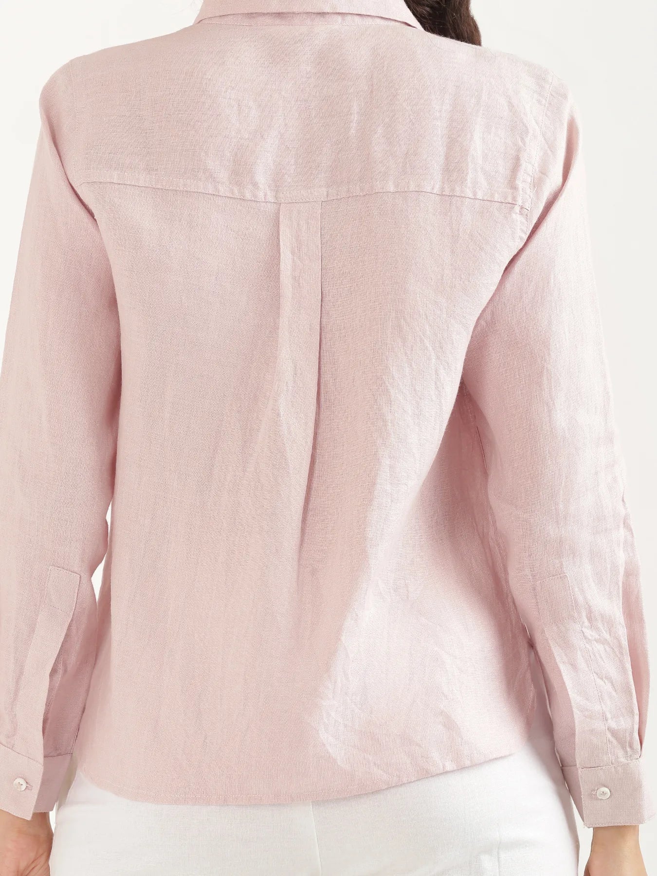 Women Light Pink Pure Linen Shirt