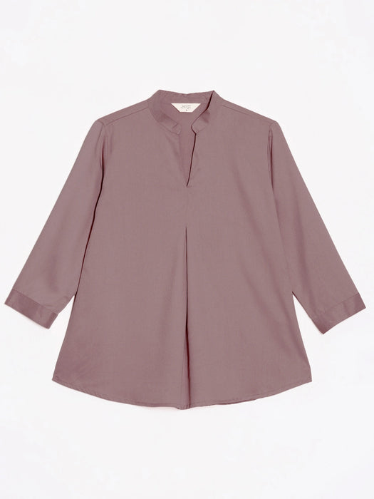 Women Rose Taupe Viscose Pleated Top