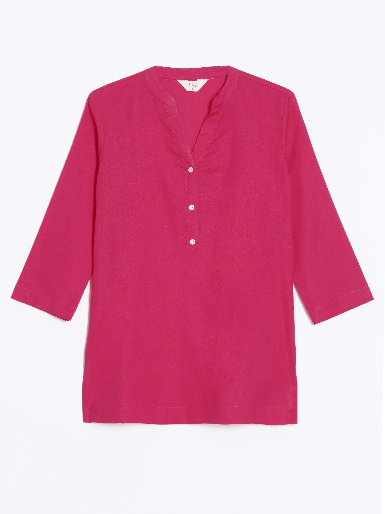 Women Hot Pink Airy Linen Short Kurta