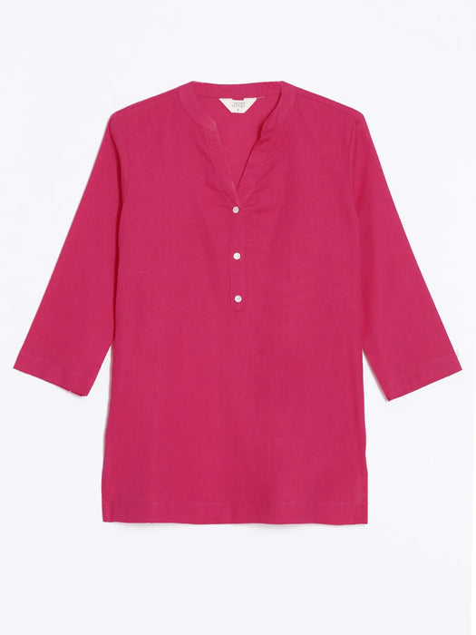 Women Hot Pink Airy Linen Short Kurta