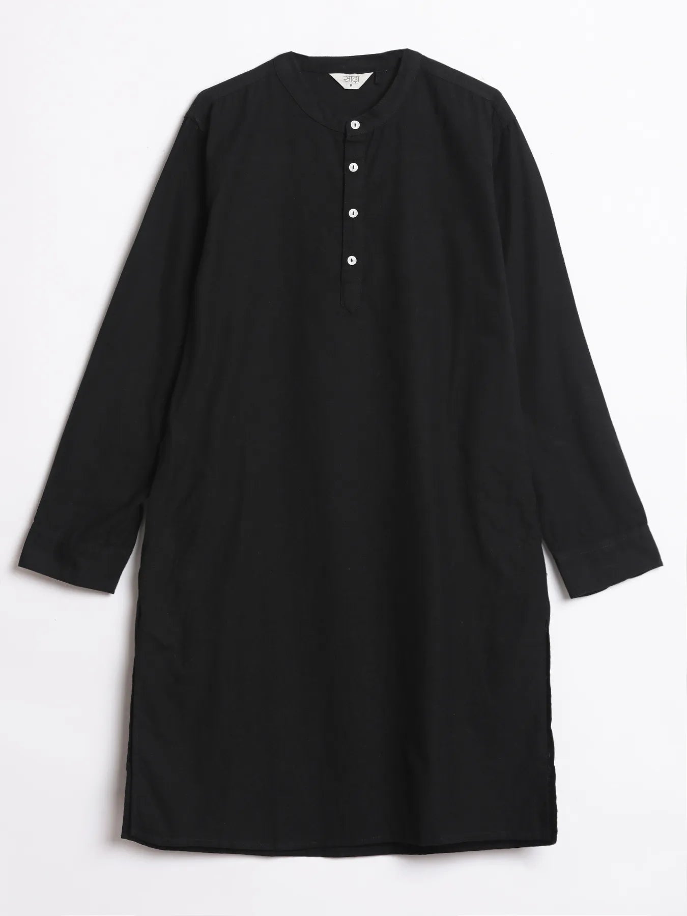 Men Black Airy Linen Long Kurta