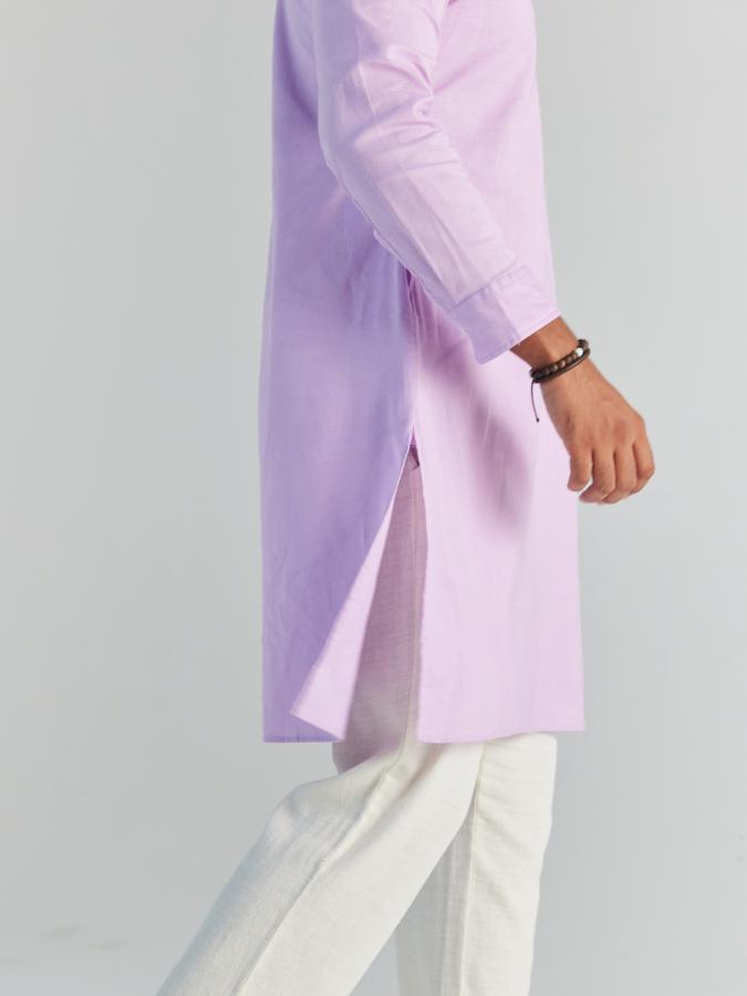 Lilac Airy Linen Long Kurta