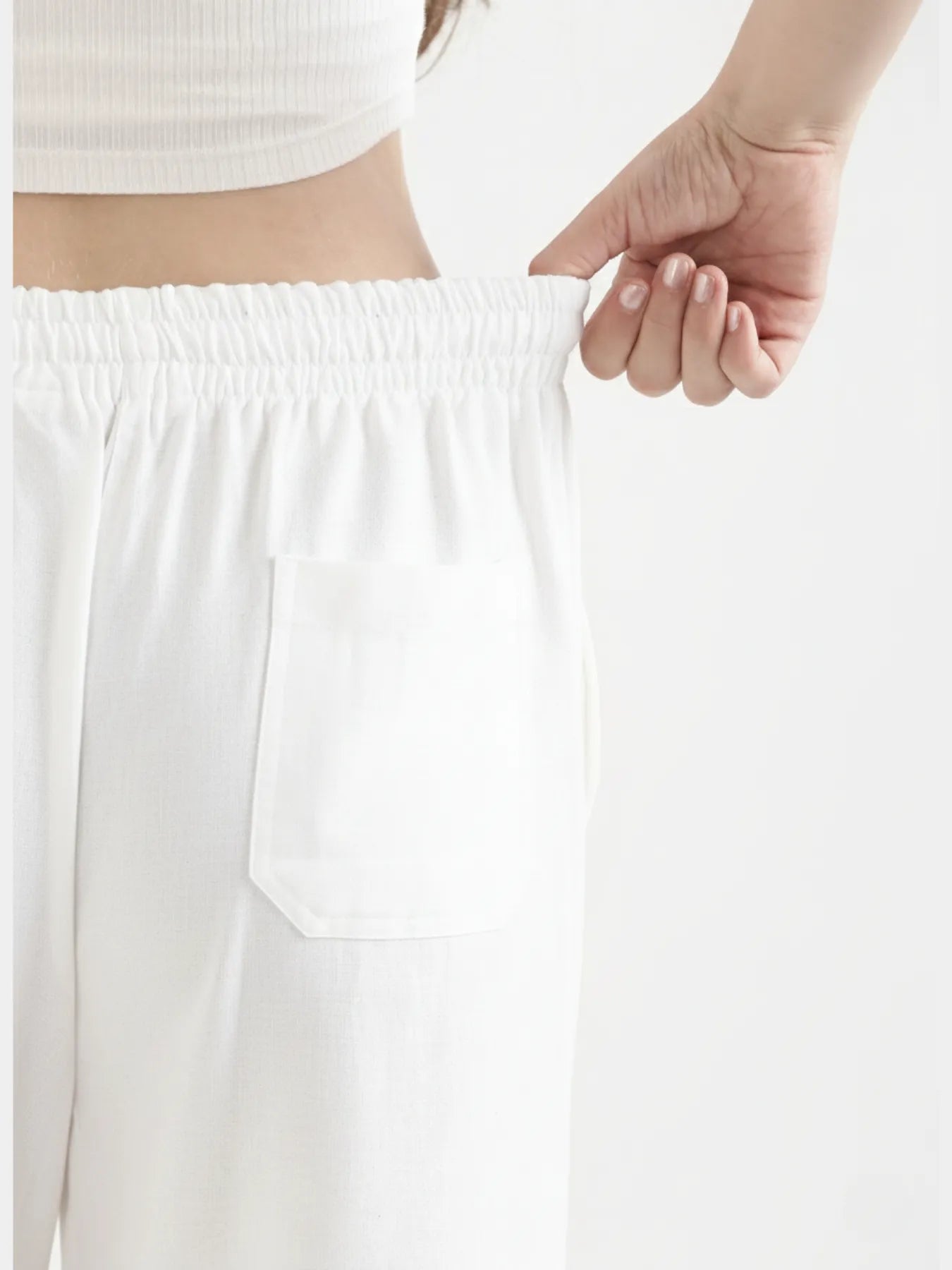 Women White Airy Linen Straight Pant