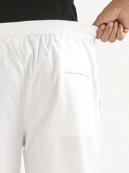 Men White Cotton Pant