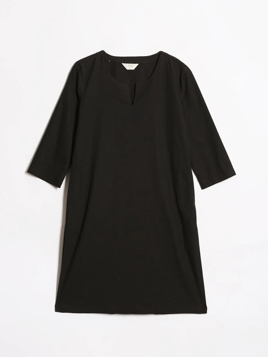 Women Black Airy Linen Mid Thigh Length Kurta