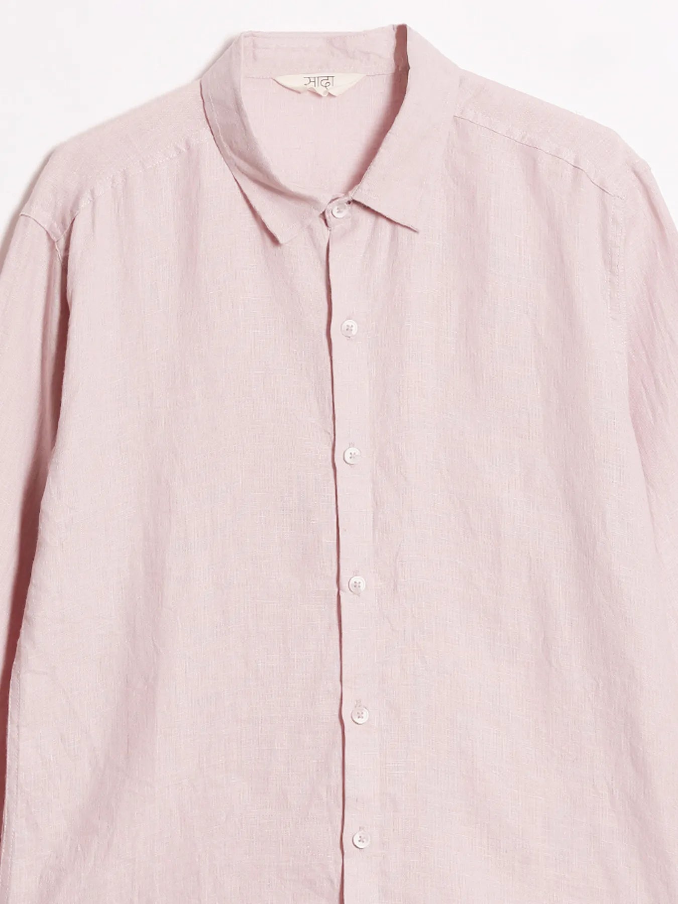Men Light Pink Pure Linen Full Sleeve Shirt