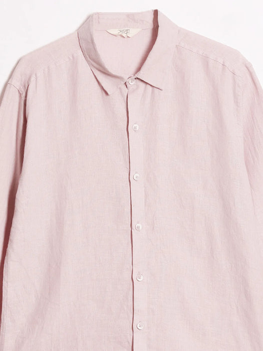 Men Light Pink Pure Linen Full Sleeve Shirt