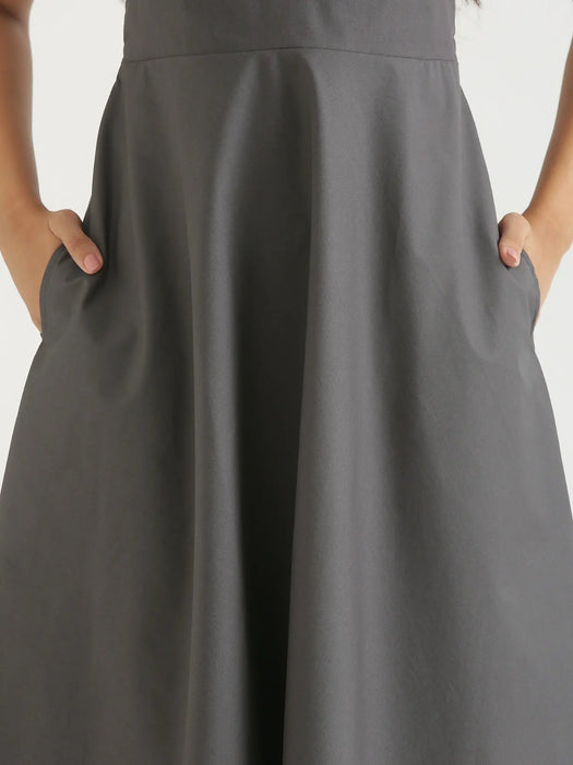 Women Dark Grey Better Cotton  Flared Dress