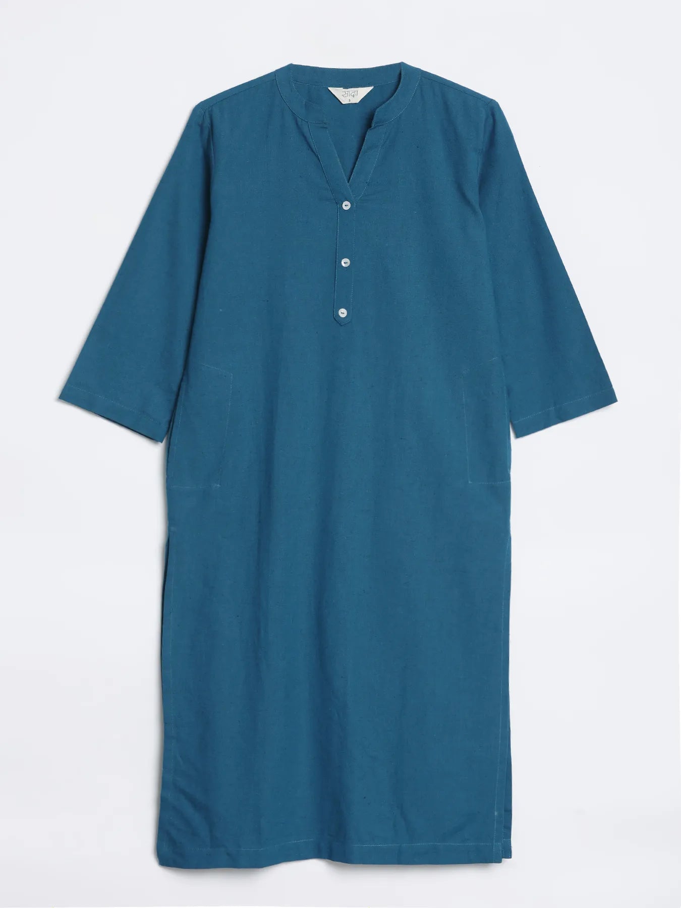 Women Turquoise Airy Linen Long Kurta