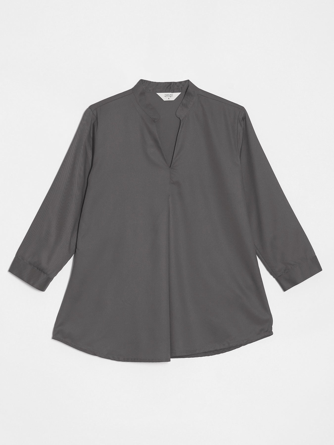 Grey Viscose Pleated Top