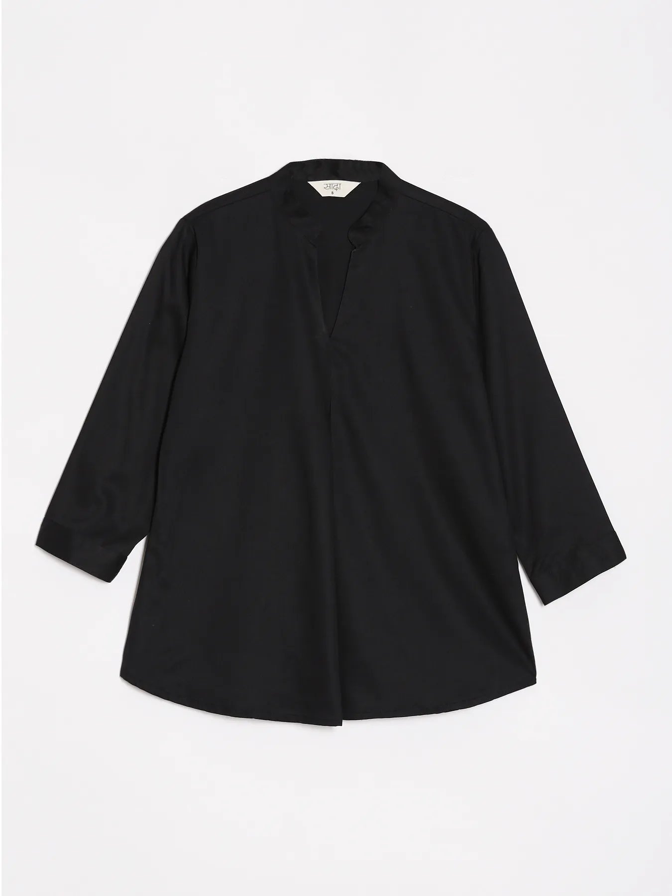 Women Black Viscose Pleated Top