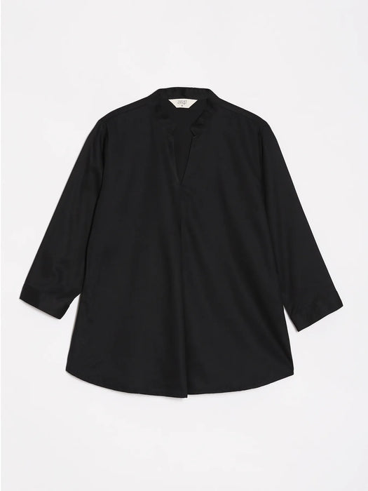 Women Black Viscose Pleated Top
