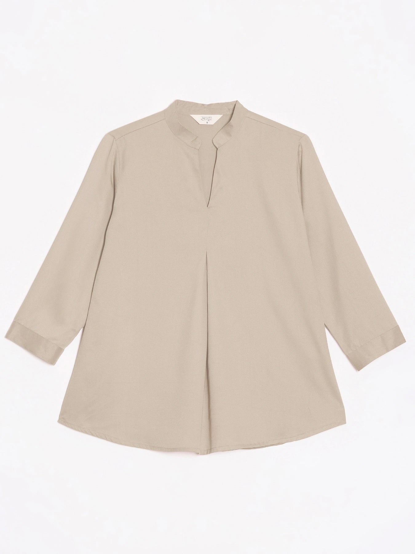 Women Taupe Viscose Pleated Top