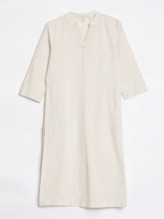 Women Ecru Airy Linen Long Kurta
