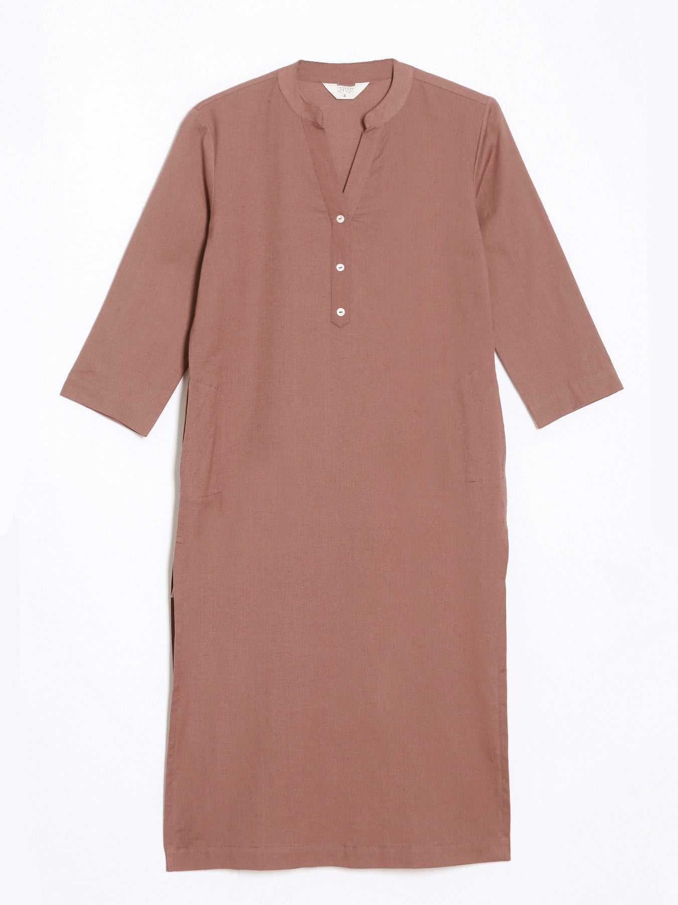 Rose Taupe Airy Linen Long Kurta