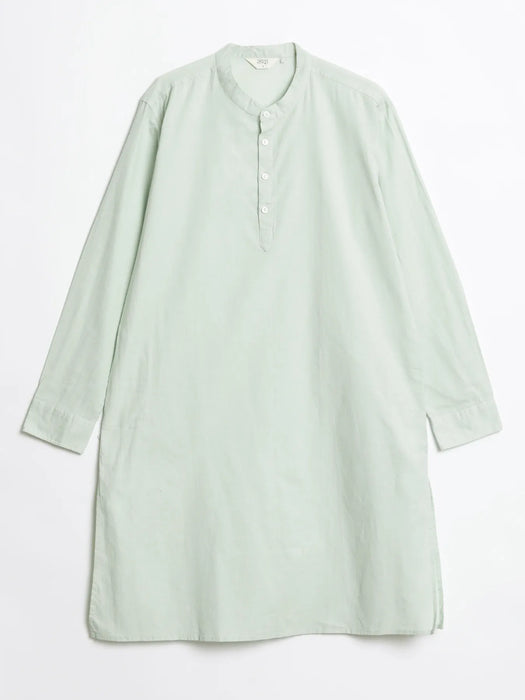 Men Mint Green Airy Linen Long Kurta