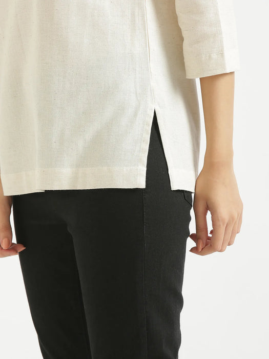 Women Ecru Airy Linen Short Kurta