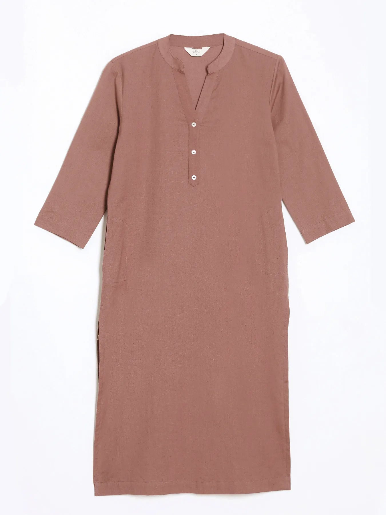 Women Rose Taupe Airy Linen Long Kurta