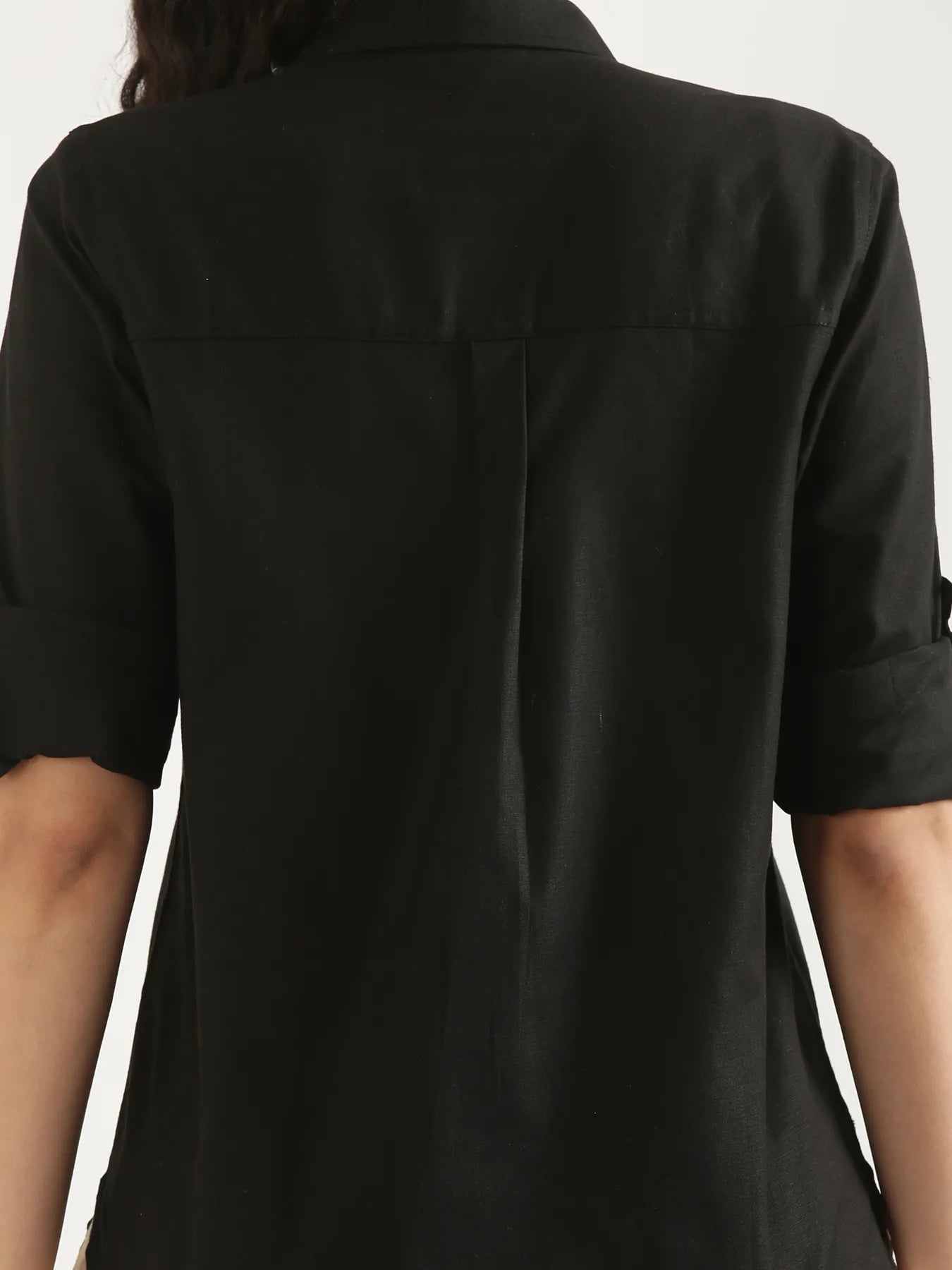 Women Black Airy-Linen Shirt