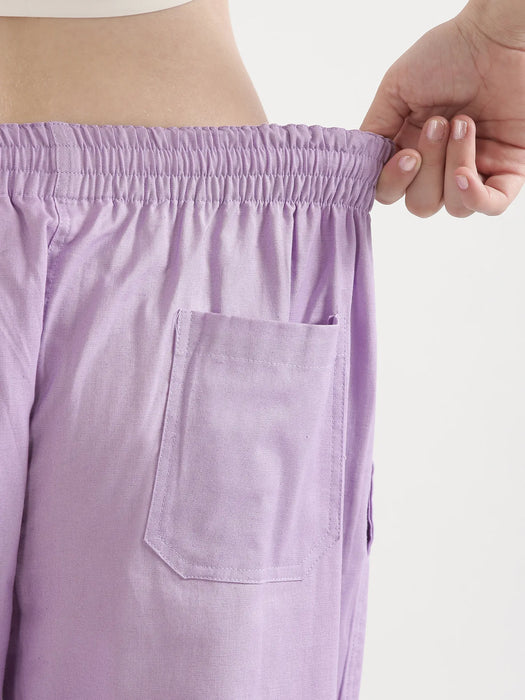 Women Lilac Airy Linen Straight Pants