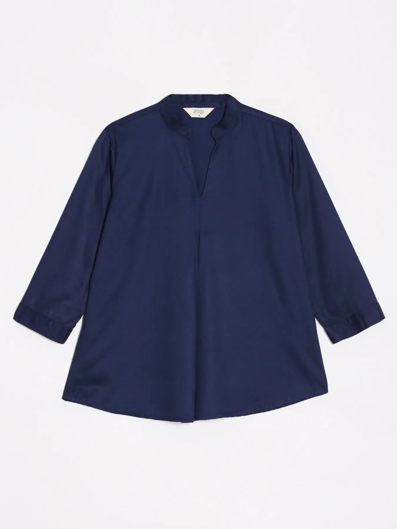 Women Navy Blue Viscose Pleated Top